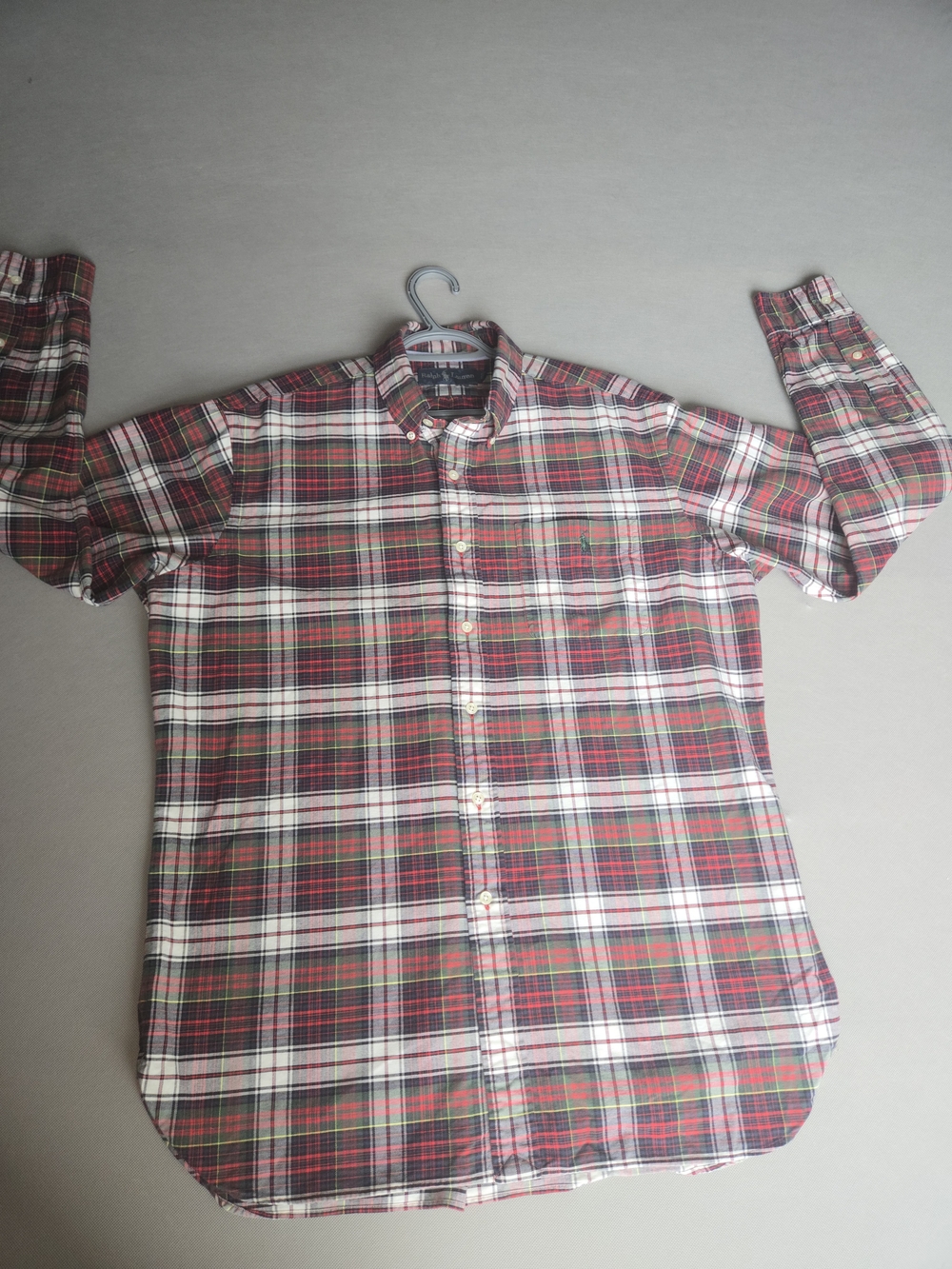 Ralph Lauren Classic Plaid Button Down Shirt Men's L Red Green Tartan Long